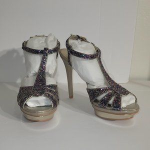 Falchi by Falchi Natalie Dress Heel Sandal Multicolored Light Gold 8 M